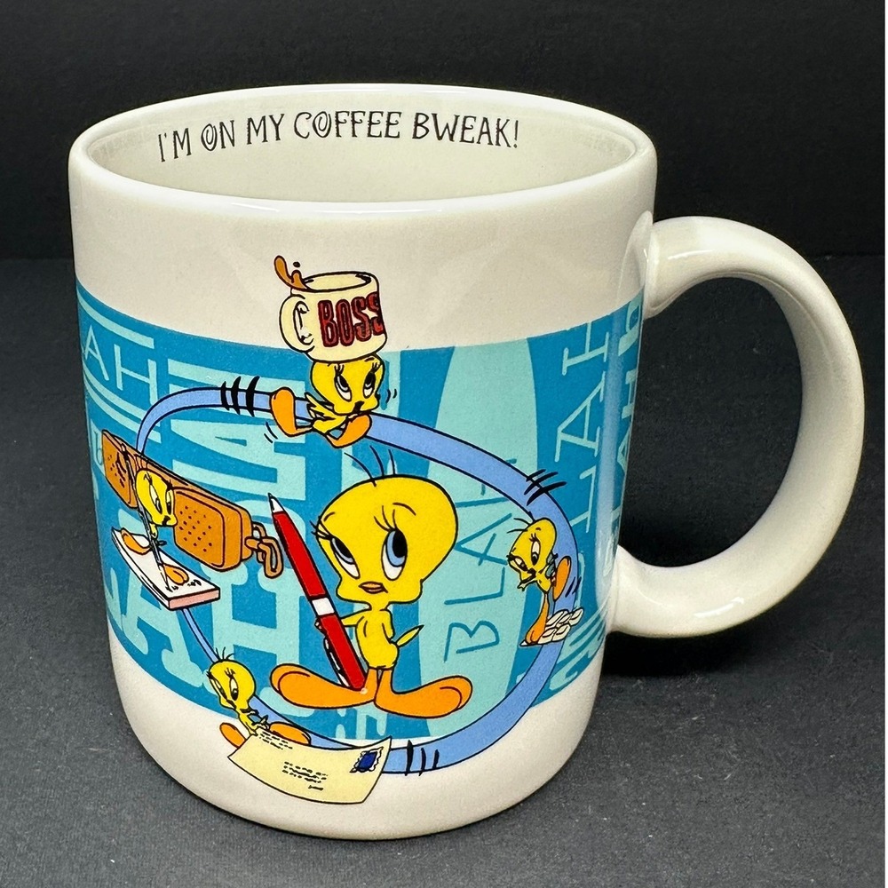 Vintage 1996 Looney Tunes Tweety Sylvester Coffee Bweak Mug‎ Applause 29402 A2